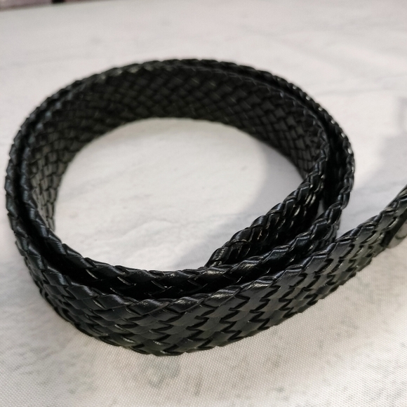 Chaps Women Sz Medium 26-28 Black Braided Silver Buckle 1 1/4" Wide - Picture 3 of 9